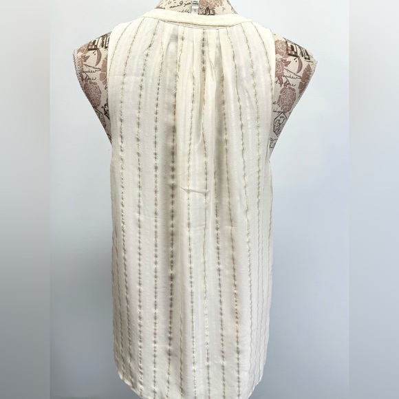 JOIE  Cream Aruna shimmer sleeveless split neckline top size S - Picture 5 of 13